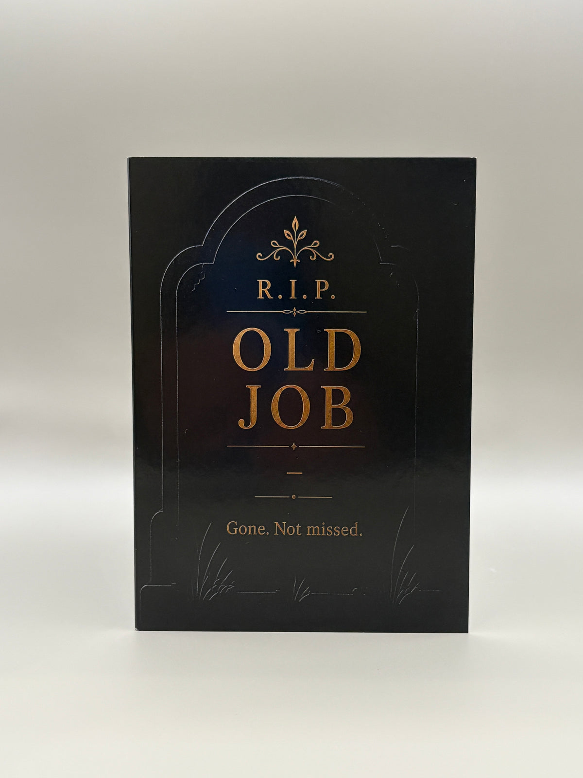OLD JOB Klappkarte – schwarze Karte mit goldfarbener Gestaltung